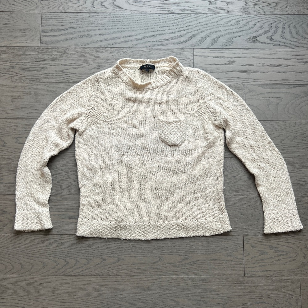 APC Cream Knitted Sweater with Pocket Detail